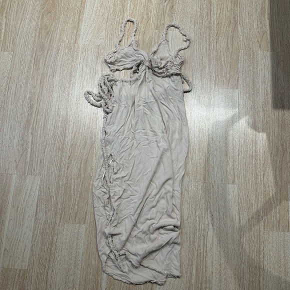 ZARA Cut Out Rope Maxi Dress in Sand M - Picture 2 of 2